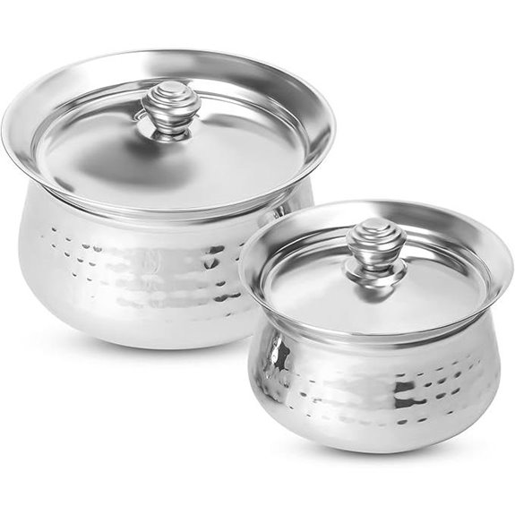 Stainless Steel Biryani Handi Set with Hammered Finish