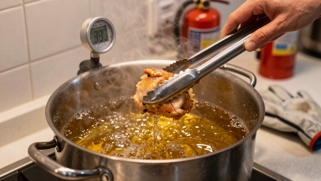 handle hot oil with care