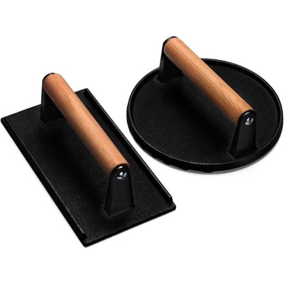 Cast Iron Burger Press with Wood Handle