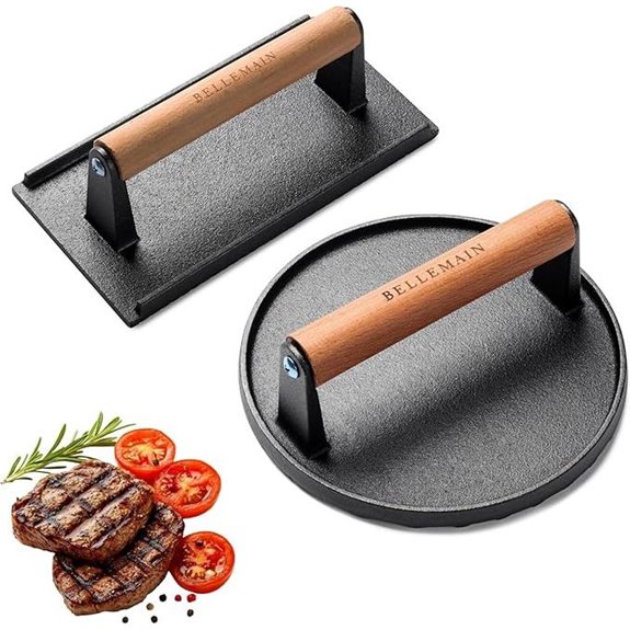 Bellemain Cast Iron Grill Press for Burgers and Steaks