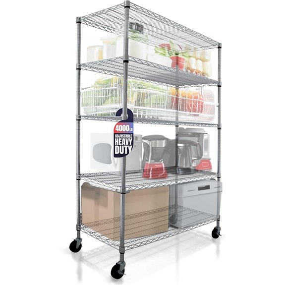 Heavy Duty 5-Tier Rolling Wire Rack with Wheels