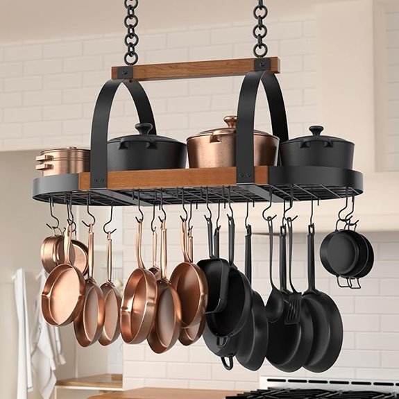 heavy duty wooden pot rack