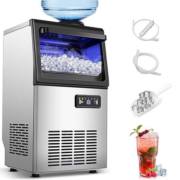 Commercial Ice Maker 110LBS/24H with Storage Bin