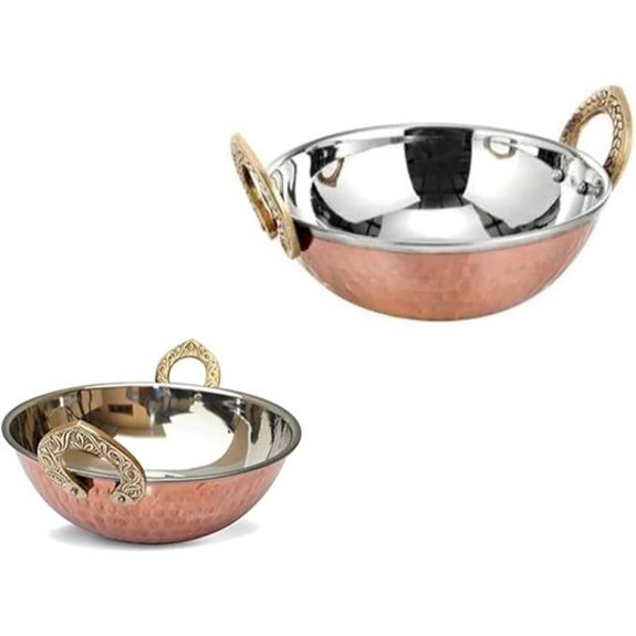 Indian Copper Serveware Karahi Set (4 Pieces)