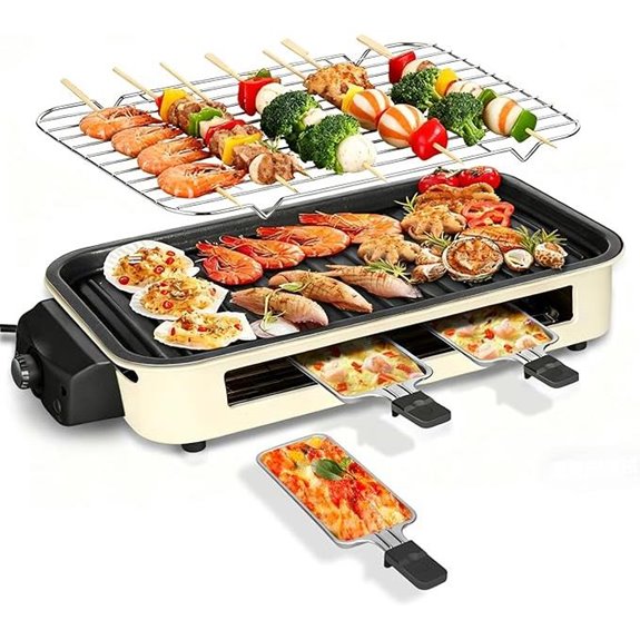 YOHAWJAN 1500W Indoor Smokeless Grill & Raclette Set