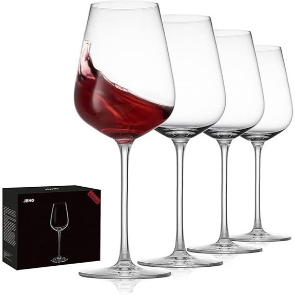 JBHO Set of 4 Italian Style Crystal Bordeaux Glasses