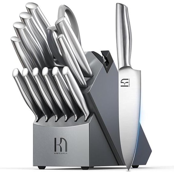 14-Piece Japanese Knife Set with Sharpener and Acacia Block