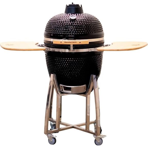 21 Kamado Grill with Charcoal Coals and Side Shelves