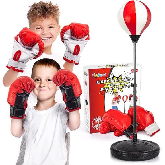 Kids Punching Bag & Gloves Set with Adjustable Stand