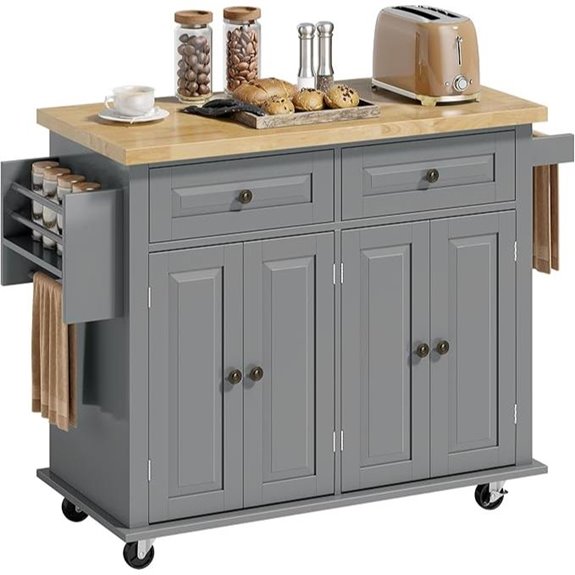 HOMCOM Kitchen Island Cart with Rubber Wood Top