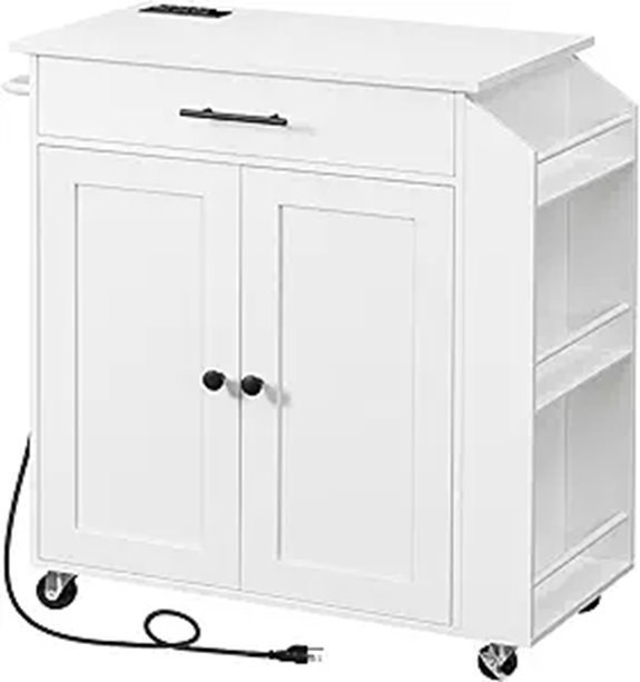 HOOBRO Rolling Kitchen Island with Power Outlet
