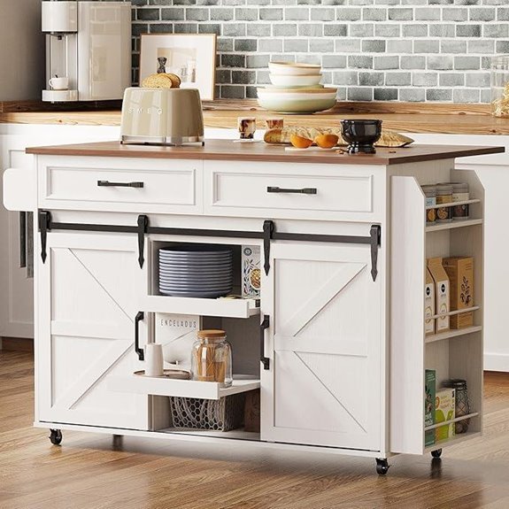 IRONCK Kitchen Island with Storage and Drop Leaf