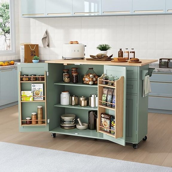 HLR Kitchen Island with Storage and Drop-Leaf