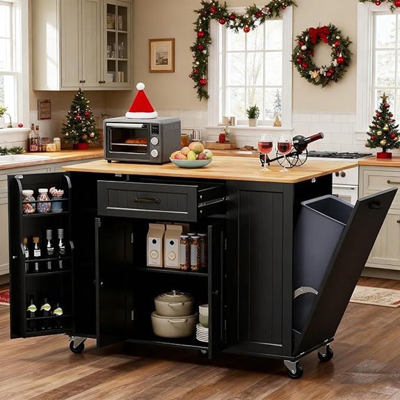 Gizoon 51.6 Kitchen Island with Storage and Wheels
