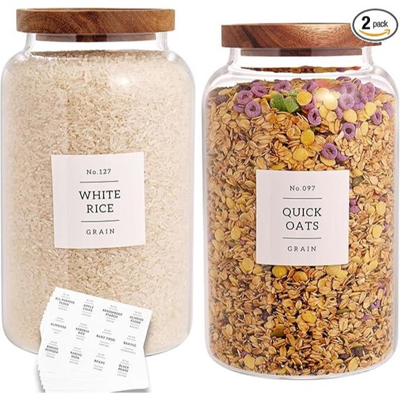 Set of 2 Large Airtight Glass Food Storage Jars