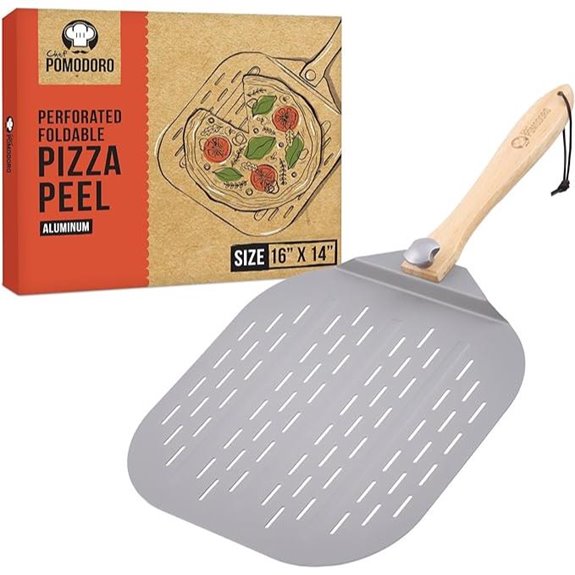 Chef Pomodoro 16-Inch Aluminum Pizza Peel with Foldable Handle