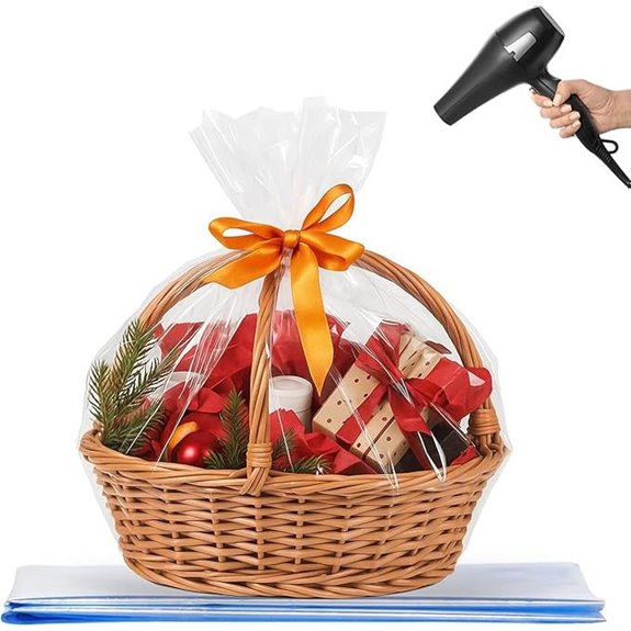 WIKDAY Large Clear Gift Basket Shrink Wrap Bags (5 Pack)