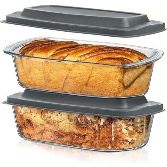 Razab Large Glass Loaf Pans with Lids (Set of 2)