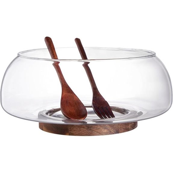 LiTY Large Glass Salad Bowl Set with Utensils