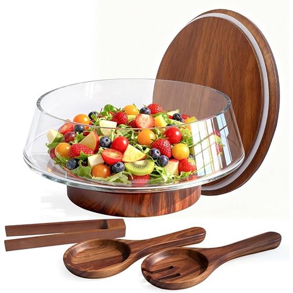 Extra Large Glass Salad Bowl Set with Lid