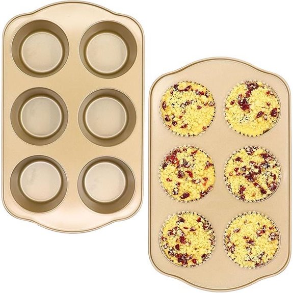 Jumbo 2-Pack Nonstick Muffin Pans Gold 6 Cups