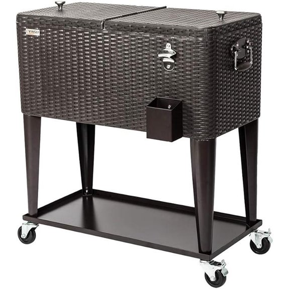 VINGLI 80 Quart Portable Rolling Ice Chest Cooler
