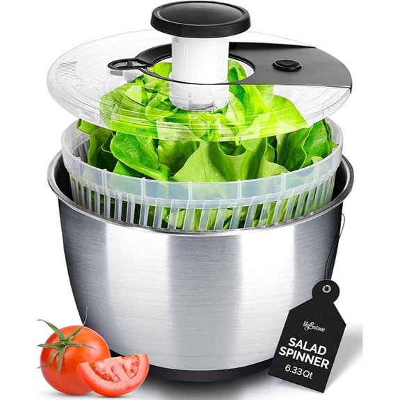 Stainless Steel Salad Spinner 6.33 Qt Large