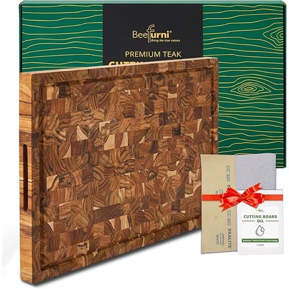 Beefurni Teak Wood Cutting Board XL 24x17x1.5