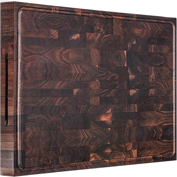 AZRHOM Large Walnut Wood Cutting Board with Handles