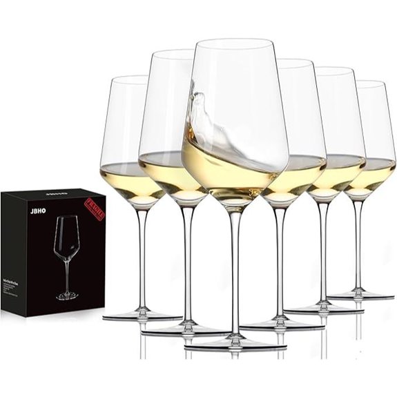 JBHO 6 Pack Lead-Free Crystal Wine Glasses