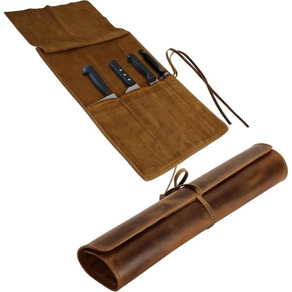 ELIZO Leather Chef Knife Roll Case with 4 Slots