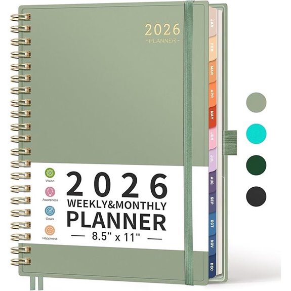 light green spiral planner