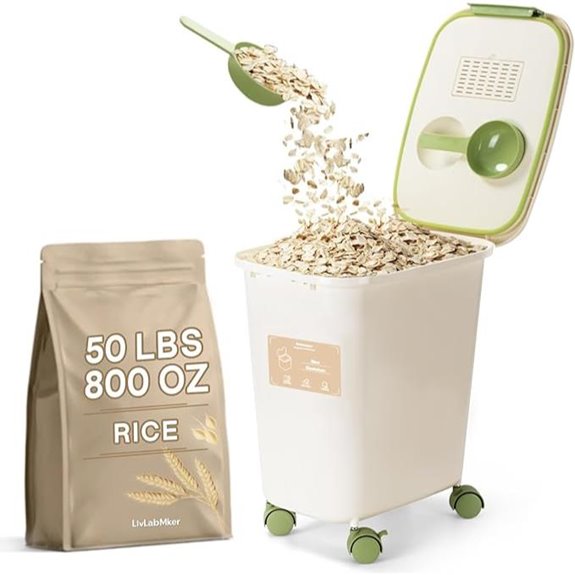 LivLab Mker Rice Dispenser with Lids and Wheels
