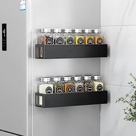 Magnetic Spice Rack with Jars and Labels (2 Pack)