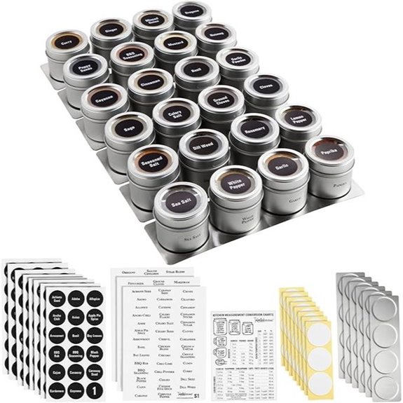 Magnetic Stainless Steel Spice Jars (24-Pack)