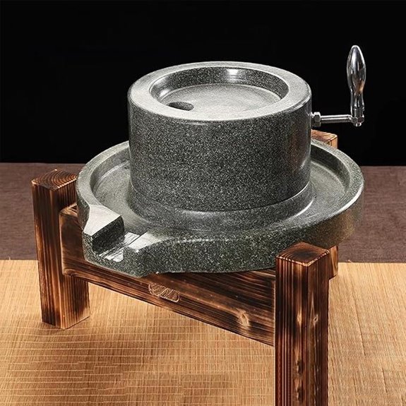 Manual Stone Grain Mill for Flour with Wooden Stand
