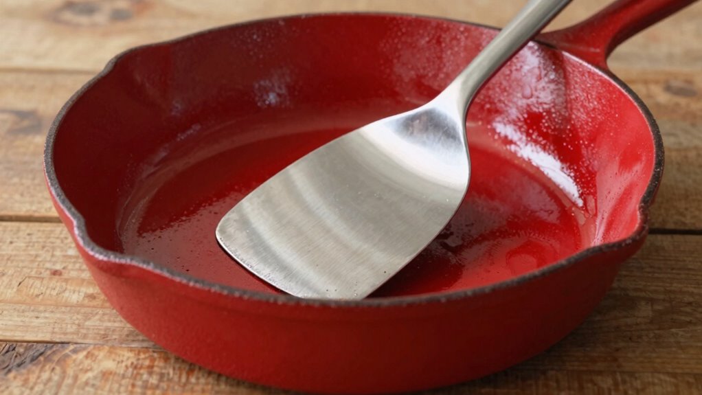 metal utensils on enameled cast iron