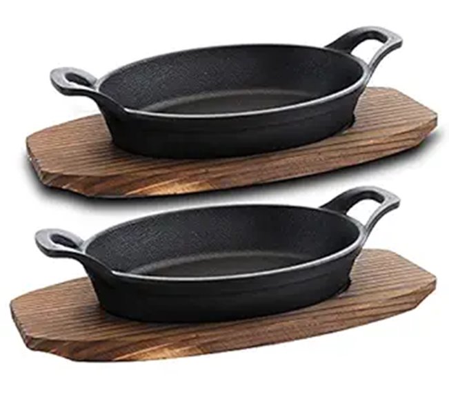 Bruntmor Mini Cast Iron Sizzler Plates (2 Sets)