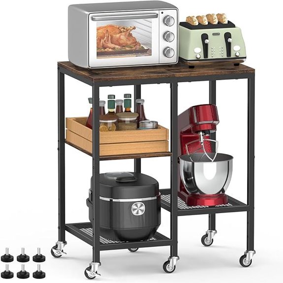 Kitchen Microwave Cart with Wheels and Storage