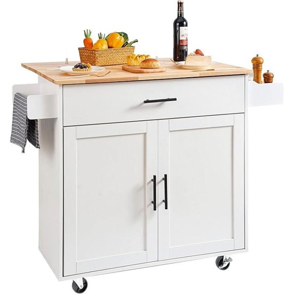 VEVOR Kitchen Island Cart with Storage and Drop Leaf