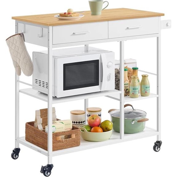 VASAGLE Kitchen Rolling Island Cart with Storage