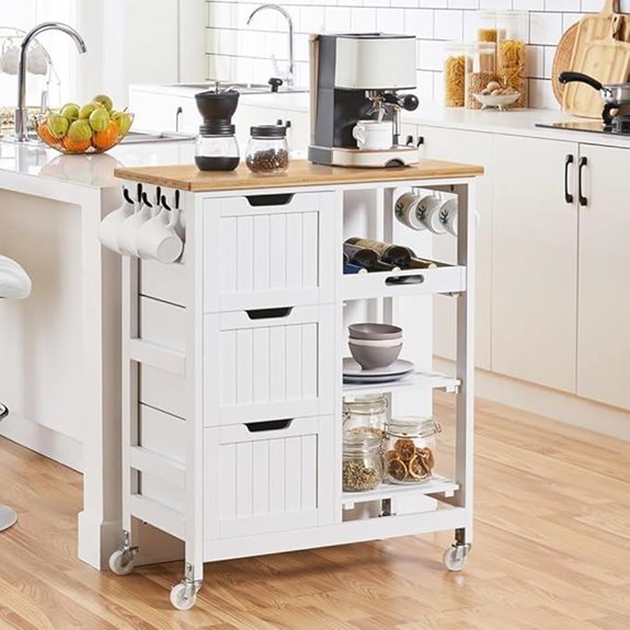 Yaheetech Rolling Kitchen Island Cart with Storage