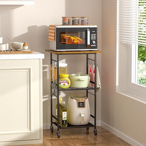 Rolling Kitchen Microwave Cart with Adjustable Shelves