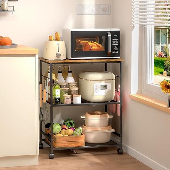 Rolling Kitchen Microwave Cart with Storage
