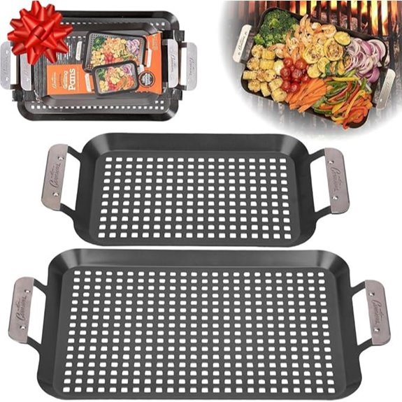 BBQ Grill Toppers (2 Pack) Non-Stick with Handles