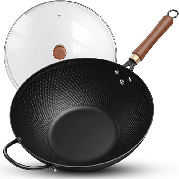 Nonstick 13-Inch Carbon Steel Wok with Cover