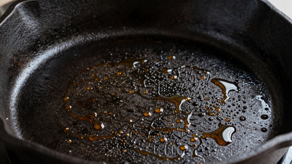 oil polymerizes into non stick coating