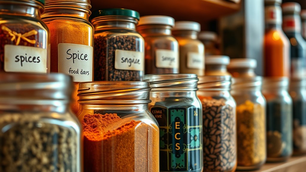 organized labeled spice jars