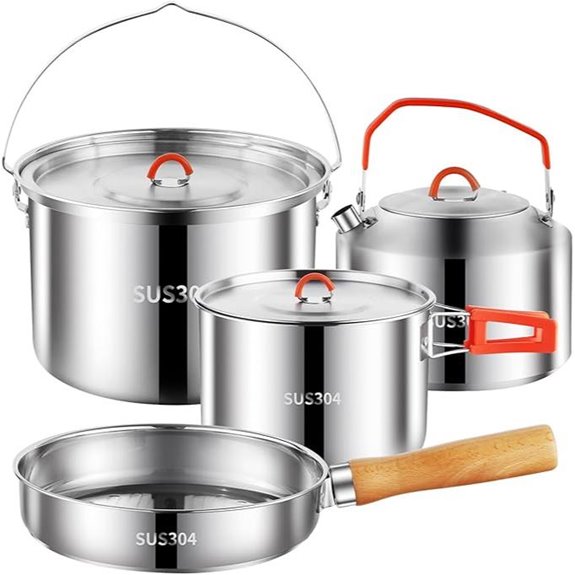 Camping Cookware Set with Kettle for Outdoors