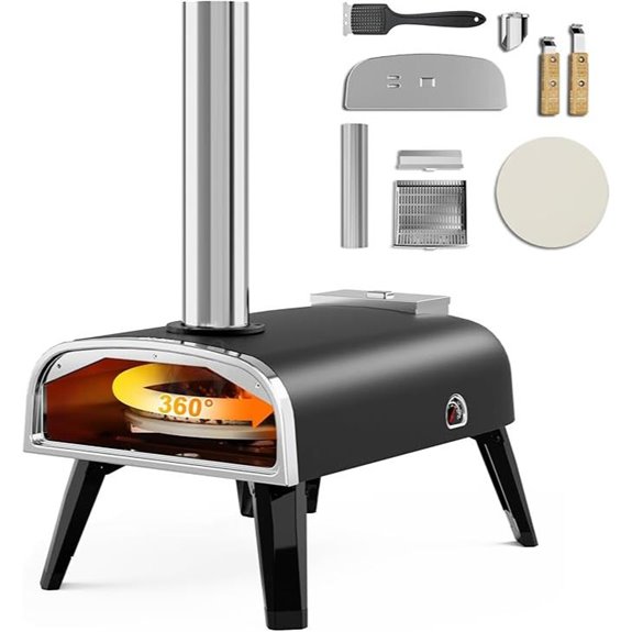 Outdoor Wood Pellet Pizza Oven with Rotatable Stone